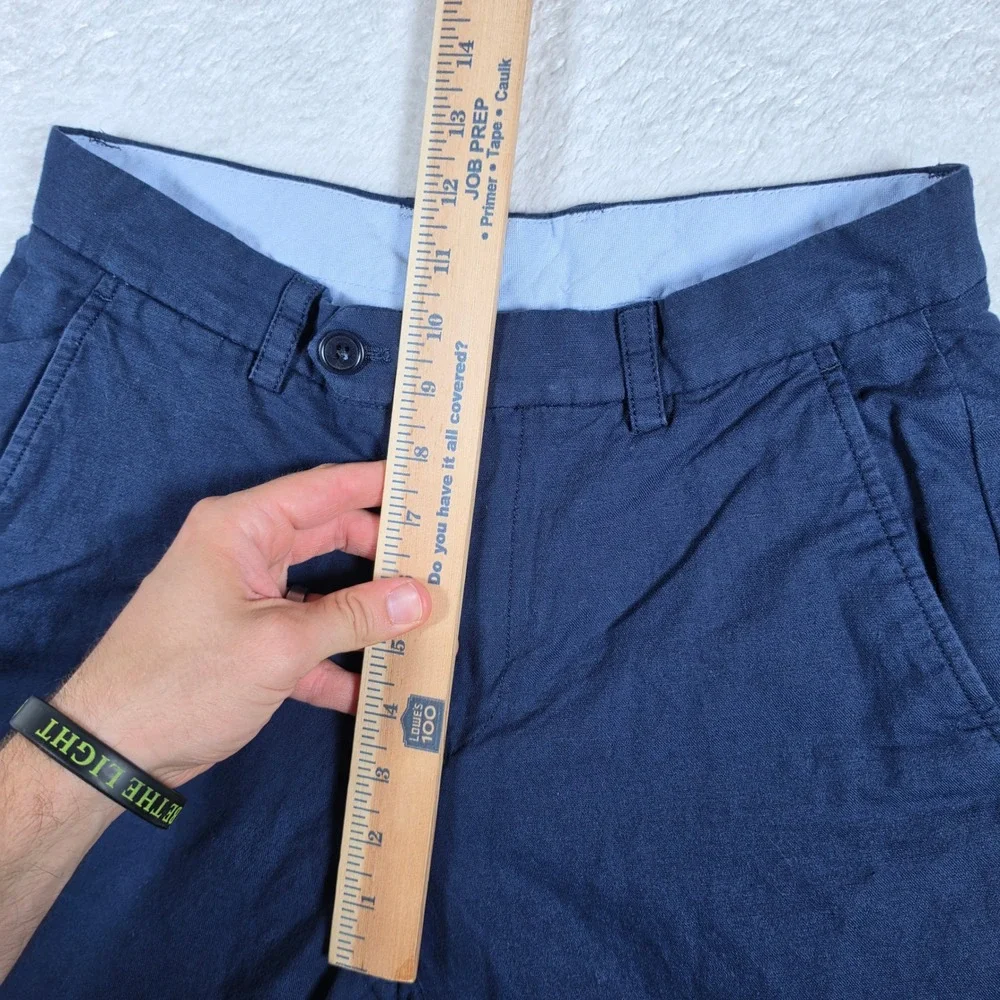 Brooks Brothers Milano Fit Mens 30/32 Navy Blue Linen Cotton Stretch Chinos